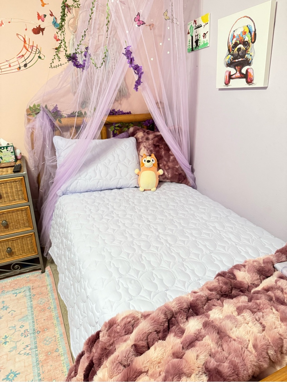 Betsey Johnson Lavender Reversible Butterfly Quilt